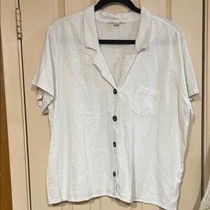 Hang ten Linen blend White Button-Up Shirt